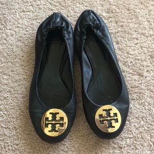 Black / Gold Tory Burch Flats
